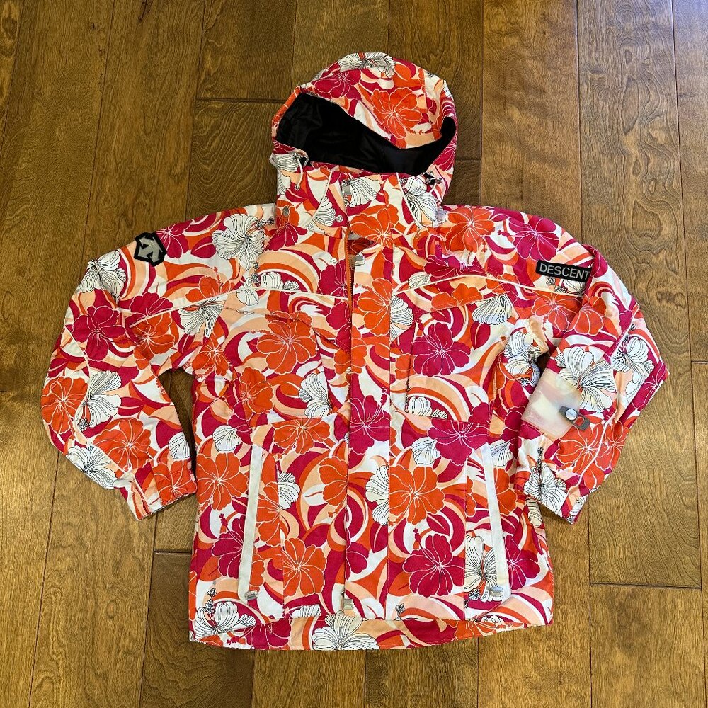 DECENT Ski Wear Jacket Pink Tropical Floral Pattern Size S from Japan